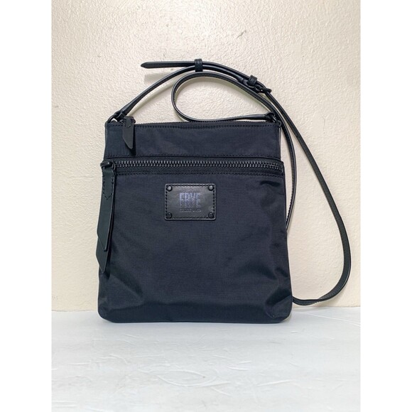 Frye Handbags - Frye Ivy Nylon Crossbody Bag Leather Logo Black on Black EUC